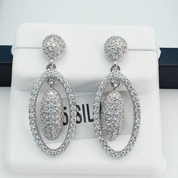 "925 Sterling Silver Cubic Zirconia Earrings, UU1P6A6110